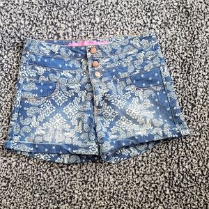 Paisley Print Boho Jean Shorts